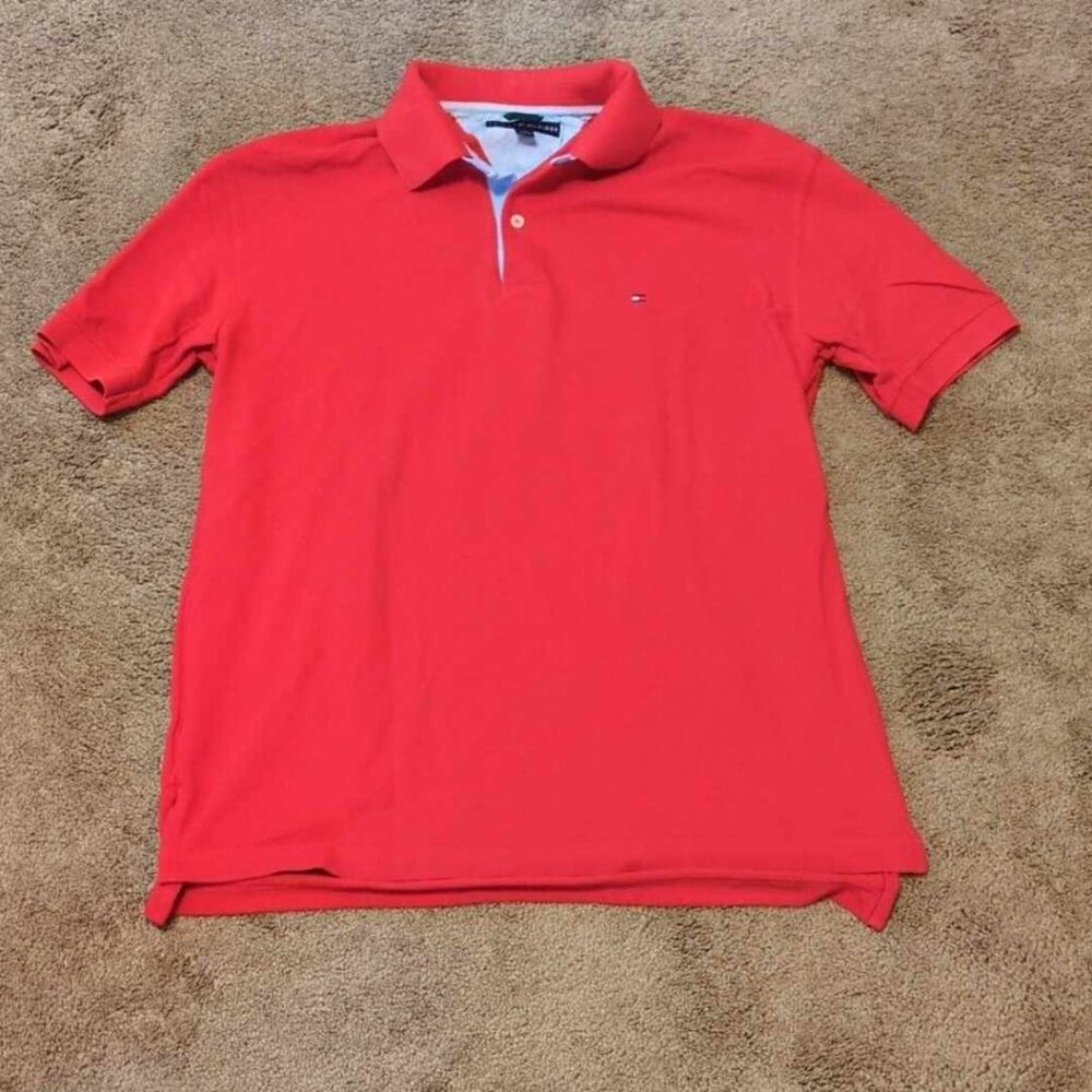 Tommy Hilfiger Classic Red Men's Polo Shirt Size Large Golf Tennis Preppy Design